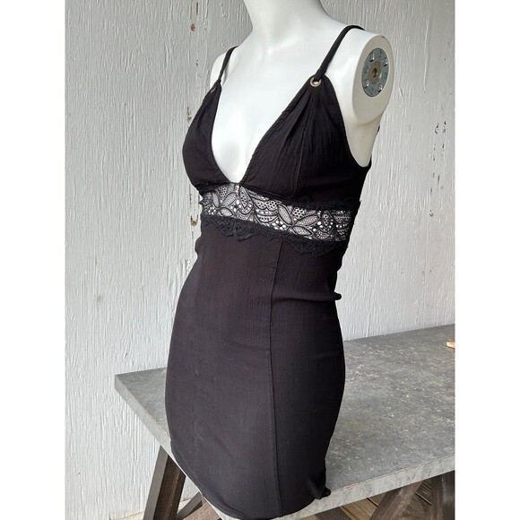 Intimately Free People Strappy V-neck Bodycon Dress size XS Lace Accent Form Fit - Picture 7 of 7